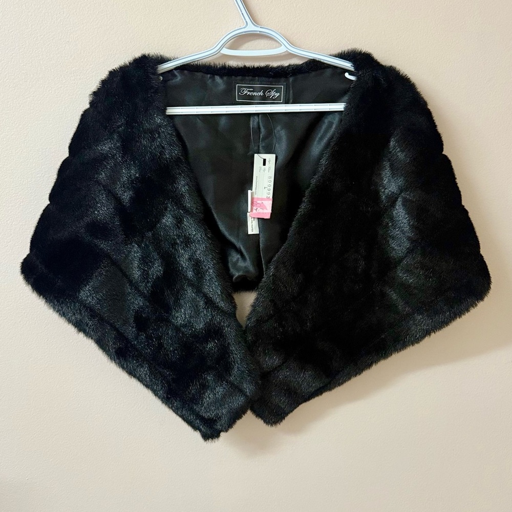 Black Faux Fur Shawl wedding Stole